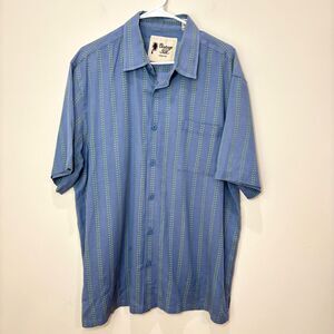 Vintage Brand 100% Silk Hawaiian Shirt Men XL Striped Aloha Tropical Retro Dad